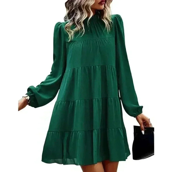 Gaovat Dresses & Skirts - Gaovat Women's Emerald Green Polyester Long Sleeve Mock Neck Dress NEW